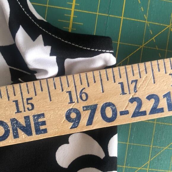 Dusak size XL black white Floral Dots sleeveless V Neck top Stretchy Babydoll - Picture 5 of 6